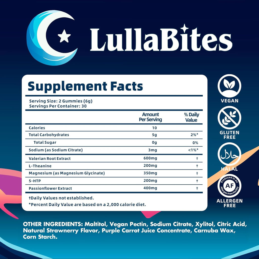 - Natural Sleep Gummies - Made in USA - with 5-HTP, L-Theanine, Magnesium & Valerian Root - Melatonin Free - Vegan - Halal - Sugar, Gluten Free - Sweet Strawberry - 60 Gummies - 30 Servings